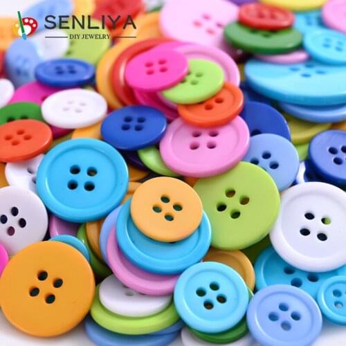 Fashion 5Sizes Resin Sewing Clothes Mixed Colors Buttons Round 4Holes Scrapbooking Solid Random For Diy Apparel Accessories