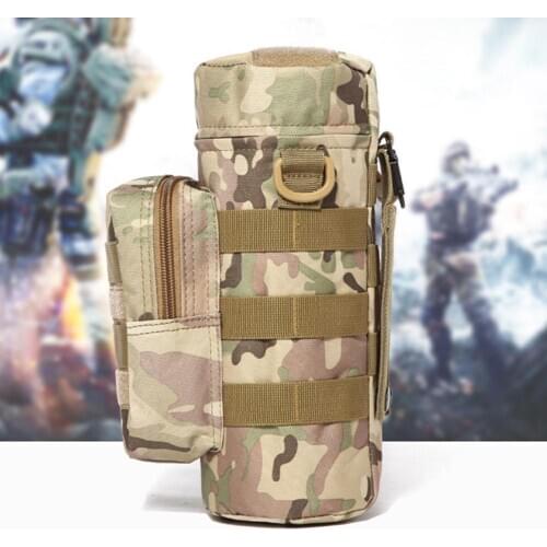 Molle Outdoors Tactical Shoulder Bag Water Bottle Pouch Kettle Waist Back Pack Shoulder strap can be removed, you can put it on