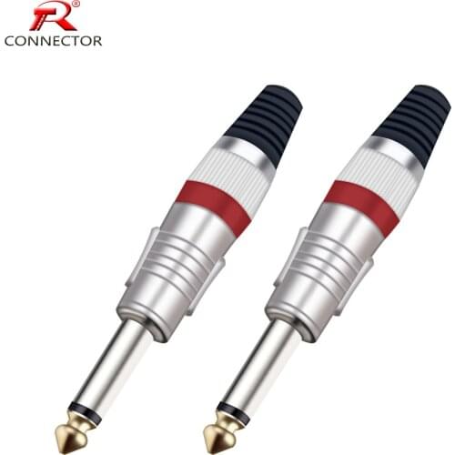 Mono sophomore core Jack 6.35mm with gold plated 7colors Audio Connector 6.35 mm Plug
