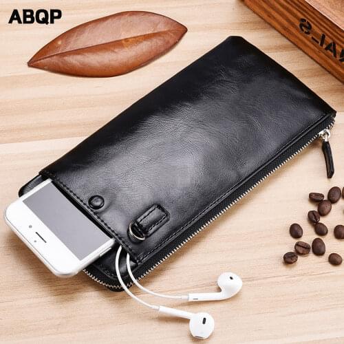 Wallet men New mens long wallet youth zipper men mobile phone bag ultra-thin wallet mens bags leather bag men