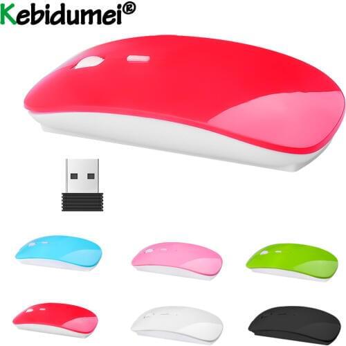 Kebidumei 2.4Ghz Ultra Thin Wireless Mouse USB Optical Gaming Slim Receiver Computer For Apple Mac Laptop Power Switch Mice