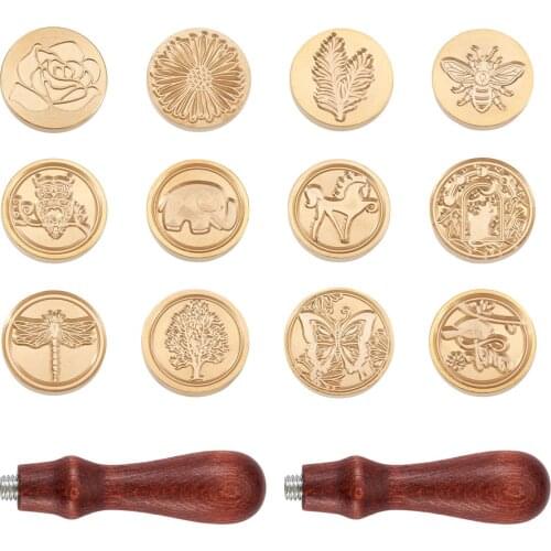 Antique Retro Wax Seal Stamp Set Kits with Animals Pattern Sealing Stamp Heads Wood Handle for DIY Sealing Wax Decoration Crafts