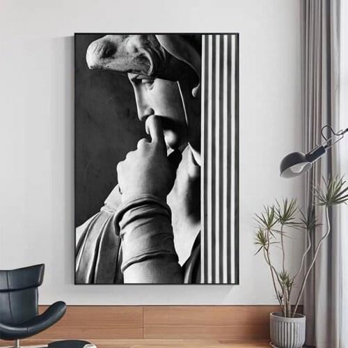 Nordic Style Abstract Portrait of David Sculpture Canvas Art Posters and Prints Wall Art Pictures Paintings Wall for Home Decor