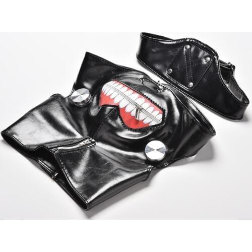 New Party Cosplay costume Anime Adjustable Zipper Halloween Accessories PU Leather Japanese Blinder Kaneki Ken Tokyo Ghoul Mask