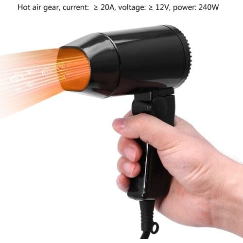 Portable 12V Car-styling Hair Dryer Hot & Cold Folding Blower Window Defroster