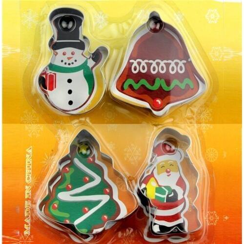 Cookie Cutter Stainless Steel Snowman Christmas tree Santa Claus Jingle Bell Shape DIY Metal Cookie Biscuit Baking Pastry Molds