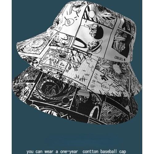 Fisherman Hat Male Street Sun Hat Cartoon Print Sun Protection Basin Hat Street Shooting Outing Sun Hat Women Bucket Hat Men