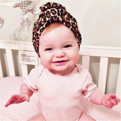 Messy Bow Baby Girls Boy Hats Newborn Twist Turban Leopard Printed Infant Cap Hat Cotton Soft Bebes Head Hoop Children Beanies