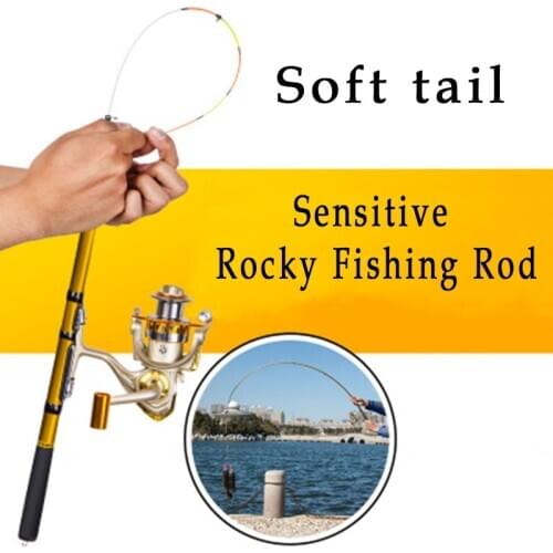 Soft tail rocky pole ultralight sea fishing rod1.5/1.8/2.1/2.4/2.7/3.0m throwing rod FRP telescopic spinning raft rod