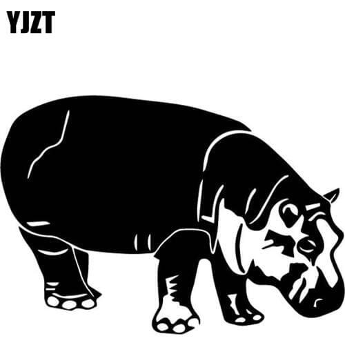YJZT 16.6CM*11.5CM A Sturdy Hippo Car Trunk Decor Pattern Car Sticker Vinyl Decal Black/Silver C4-2367