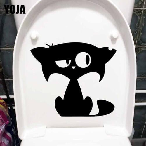 YOJA 24X20.7CM Sweet Kitty WC Toilet Decals Home Bedroom Cat Funny Wall Sticker Decor T5-0044