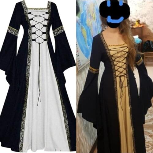 Medieval Dress Vintage Renaissance Women Long Gown Embroidery Luxury Bange Evening Party Robe Halloween Cosplay Costume Vestidos
