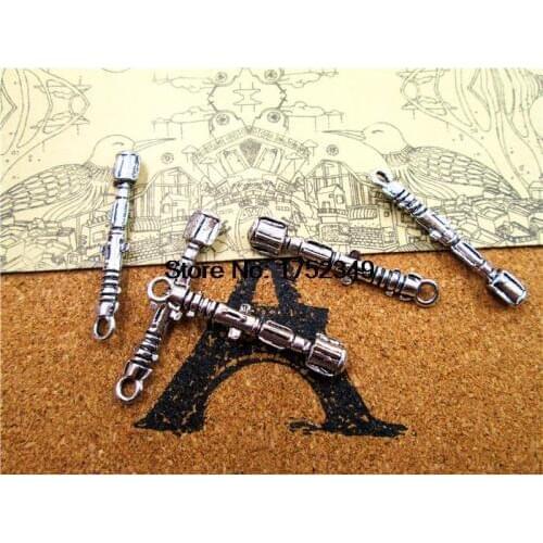 10pcs Doctor who 3D Sonic Screw Driver 11th Sonic Screwdriver Charm Pendants Necklace silver tone