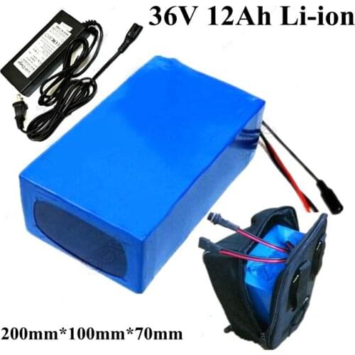 36v 12Ah li-ion battery pack built-in bms 20A discharge bateria for 36v electric mountain bike 350w 500W+ 42v charger