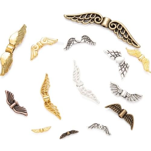 500g Mixed Tibetan Style Angel wings Spacer Beads DIY Jewelry Jewelry Pendant 12~43.5x3.5~17x3~4.5mm Hole: 1~2mm
