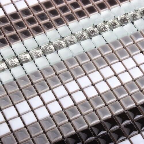 Black gray white ceramic mixed crystal mini mosaic tile for bathroom shower tiles living room border kitchen backsplash tiles