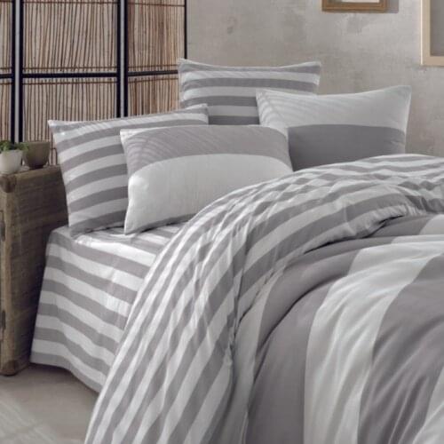 Double Sided Double Gray Ranforce Duvet Cover Set Striped Home Textile Bedspread Bedroom Pillowcase Bed Sheet Home Decoration