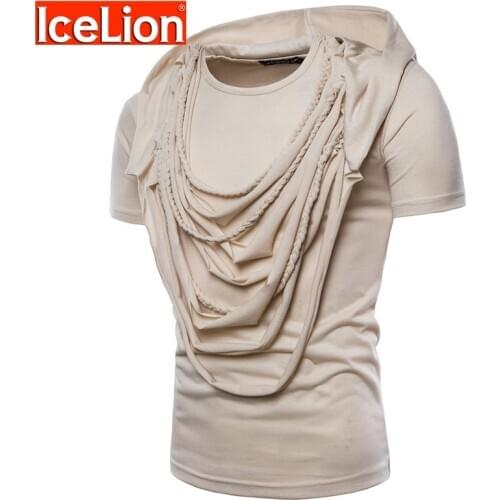IceLion 2021 Summer New Fashion Casual Mens Tshirt Hip Hop Streetwear Turtleneck Thin T-shirt Short Sleeve Hooded T Shirt Men