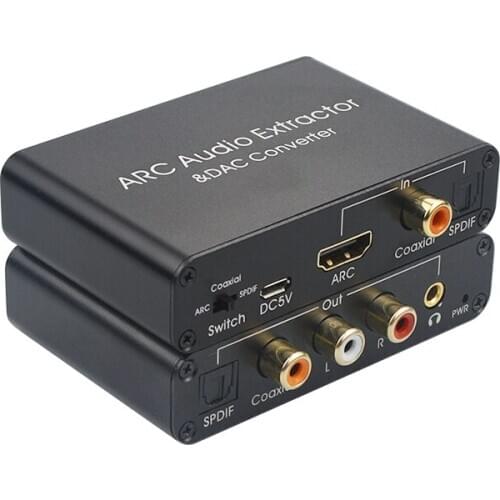 HOT-192KHz ARC o Adapter HDMI o Extractor Digital to Analog o Converter DAC SPDIF Coaxial RCA 3.5mm Jack Output