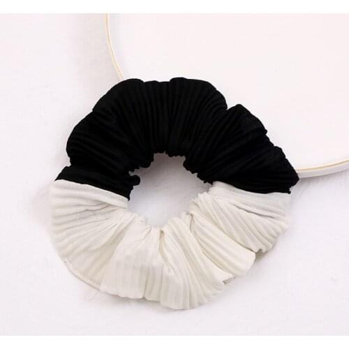 Korean version of ins net red simple temperament tie hair hair rope two-color stitching fold large intestine hair ring head rope