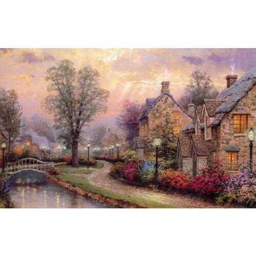 Lamplight Lane Thomas Kinkade HD Canvas Print Living Room Bedroom Wall Pictures Art Painting Home Decoration No Frame