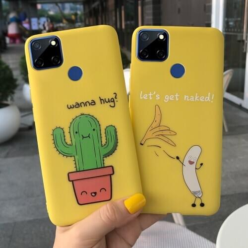 Cute Cactus Banan Cartoon Case For Realme C12 Back Cover Realme C11 Phone Case Candy Silicone Cover Cases For Realme C15 C11 C12