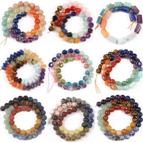 Natural Mixed 7 Chakra Beads Round Loose Stone Beads for Jewelry Making DIY Yoga Bracelet Healing Reiki Energy Jewelry 15