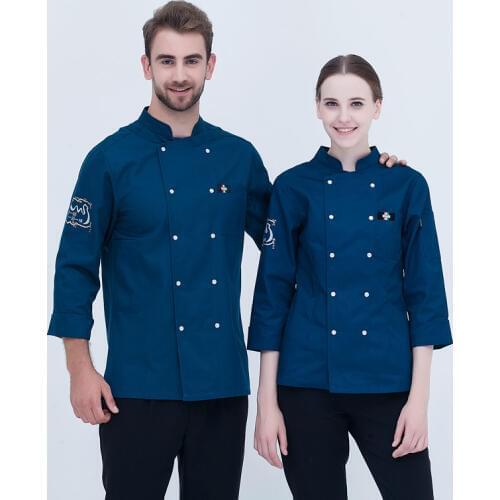 WELIVENICE New 2018 High Quality Chef Uniforms Men Women The Belt and Road Food Services Cooking Clothes 5 Color
