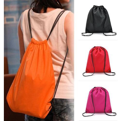 New Portable Waterproof Drawstring Backpack Travel Gym Solid Storage Bag Beam Port Sports Bag 6 color