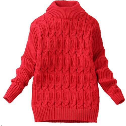 2-10Y pure color winter boy girl kid thick Knitted bottoming turtleneck shirts solid high collar pullover sweater