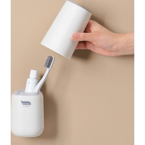 Dust-proof Cup Punch Free Wall Mount Practical Non-slip with Cup Dual-use Mug Toothbrush Cup Bathroom Tumblers