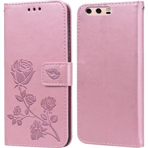 Luxury Leather Flip Book Case for Huawei Ascend P10 Lite Selfie P10 Plus Rose Flower Wallet Stand Case Phone Cover Bag coque