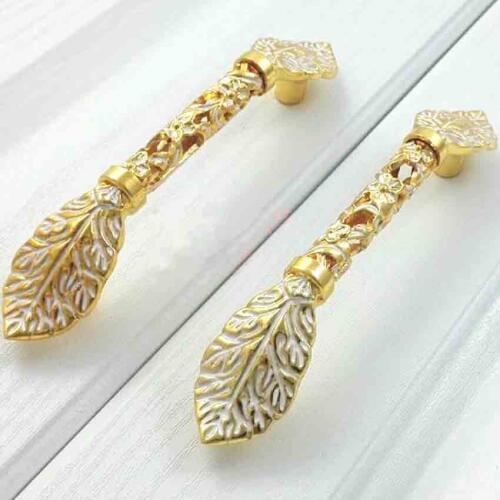 128mm modern fashion deluxe villadom furniture decoration handles 5" 24k gold white cabinet wardrobe dresser drawer pull handle