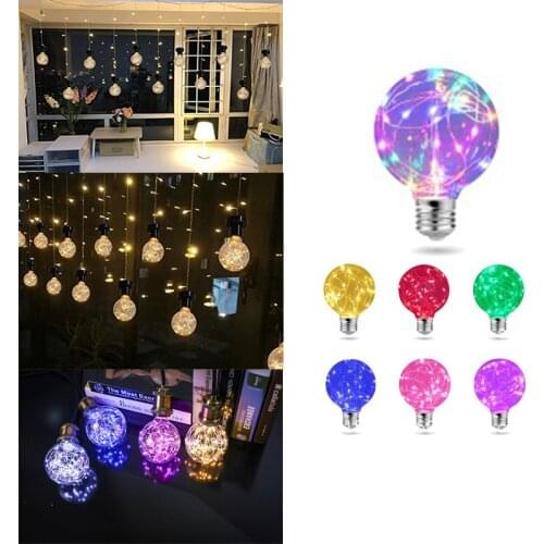LED Light String E27 220V Colorful RGB Lighting Copper Wire Bulb Restaurant Bar KTV Home Decoration Holiday Night Light