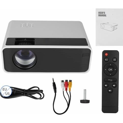 Remote Control LED Projector Support 1080P with Multiple Ports for Office Home Theater Black/White EU Plug