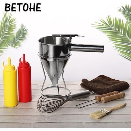 Takoyaki Needle Sauce Bottle Dispenser Stainless Steel Octopus Balls Filler Manual Batter Separator Eggs Blender Baking Tool