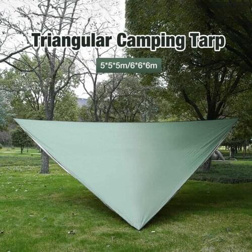 5x5x5m/6x6x6m Triangle Camping Tarp Lightweight Extra Large Sun Shelter Outdoor Beach Rain Fly Hammock Tarp Sunshade Tent Canopy