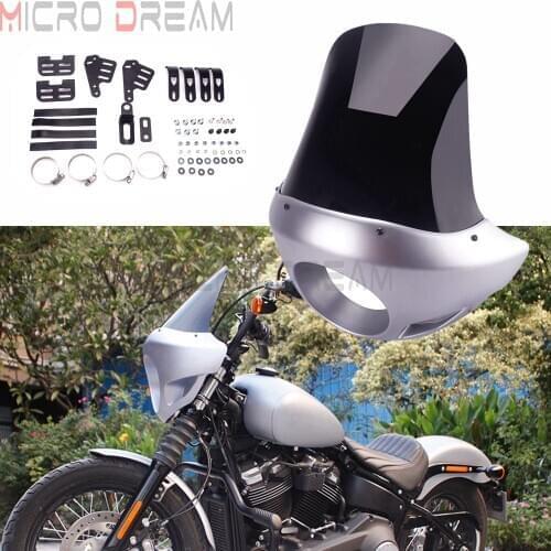 Universal Motorcycle 5.75" Headlight Fairing Tall Screen for Retro Cafe Racer Headlight Fairing Windshield Cover 35mm-49mm Forks