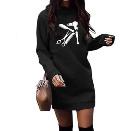 Hair salon Hairstyle Barber Graphic Letter Print Women Thick Long Hoodies Femmes Spring Autumn Lover Gift Sweatshirts for Female