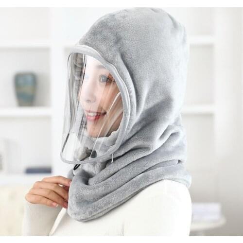 Hat female cyclist windproof cover hat Baotou hat warm hat autumn and winter Bib integrated hooded ear protection hat