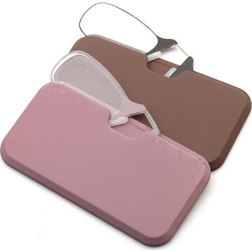 Women Nose Clip Reading Glasses for men 1.0 1.5 2.0 2.5 3.0 reader pink brown Lightweight fashion Pince Nez reading glasses