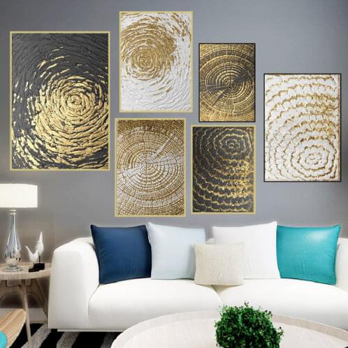Retro Gold Bronze Canvas Painting Abstract Black Gold Geometric Art Poster Home Decoration Nordic Painting Picture Living Room
