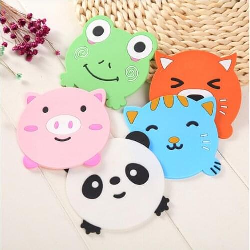 1 Piece Lytwtw Silicone Table Placemat Coaster Kitchen Accessories Mat Cup Bar Mug Cartoon Animal Drink Pads doilies panda frog