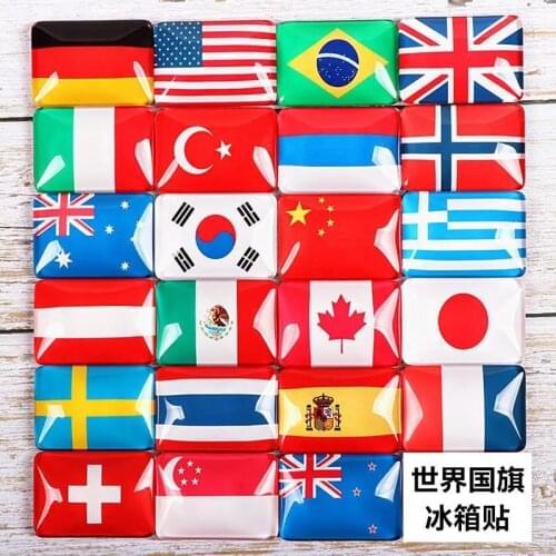 1Pc World Country Flag Fridge Magnets For Home Kitchen Decorations Crystal Spain USA Brazil Russia Magnetic Refrigerator Sticker