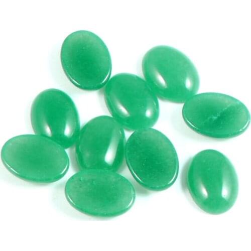 10pcs Oval Green Jade Decoration Flatback Cabochon Scrapbooking Charms For Jewelry Making Findings Accessories Diy