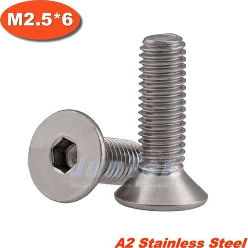 100pcs/lot DIN7991 M2.5*6 Stainless Steel A2 Flat Socket Head Cap Screw
