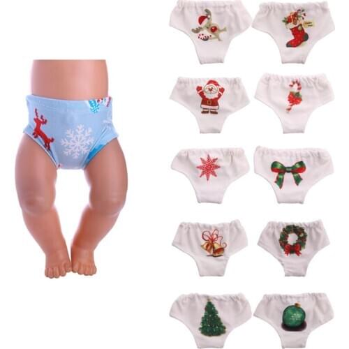15 Styles Of Cute Printed Panties For Santa For 18 Inch American Dolls & 43 Cm New Born Baby Items,Christmas Gifts For Children