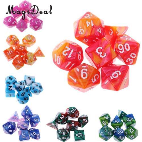 7Pcs Acrylic Polyhedral Dice 16mm D20 D12 D10 D8 D6 D4 for Dungeons & Dragons DND MTG RPG Table Games Gag Toys Red Orange
