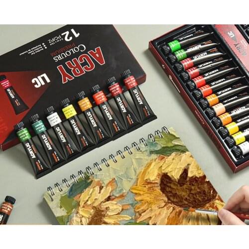 Giorgione Acrylic Pigment 12ml /24 Color Painting Acrylic Suit Aluminum Tube Waterproof Wall Painting Custom Wholesale