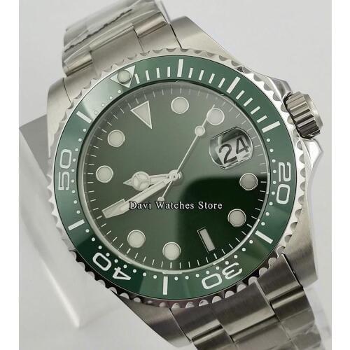New 43mm Bliger/Sterile Top Mens Clock Sapphire Glass Green Ceramic Bezel 24 Jewels Japan NH35 Automatic Watch Men